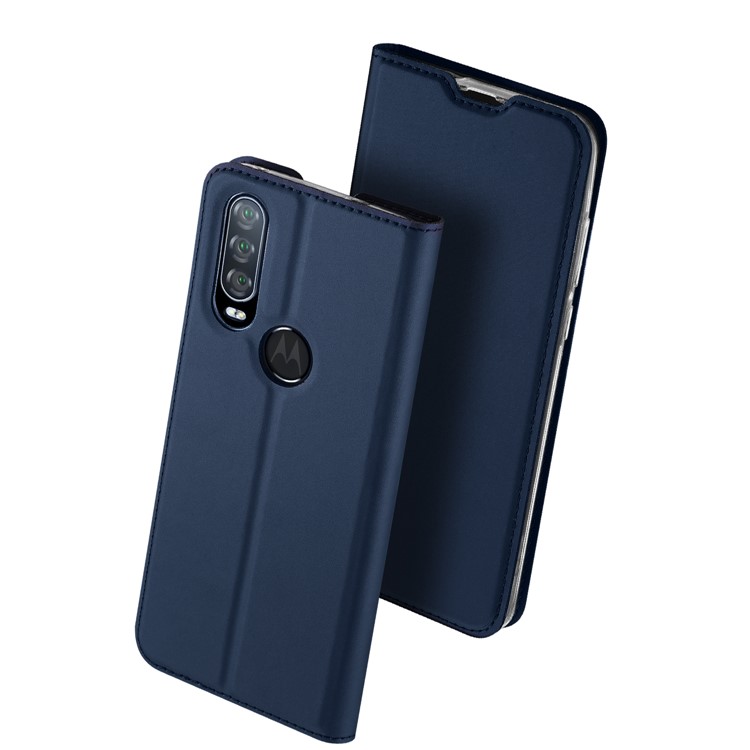 DUX DUCIS Skin Pro Series Leather Stand Phone Cover for Motorola One Action - Blue