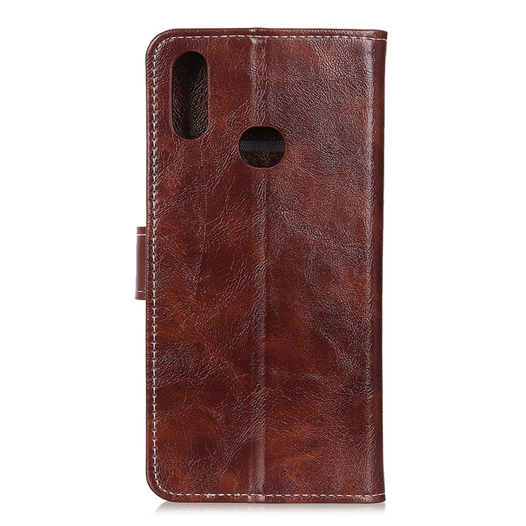 Crazy Horse Vintage Leather Wallet Case for Motorola Moto E6 Plus - Brown-2