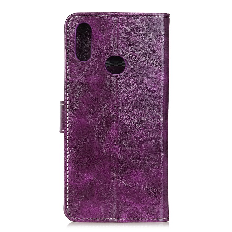 Crazy Horse Vintage Leather Wallet Case for Motorola Moto E6 Plus/E6s (2019) - Purple-2