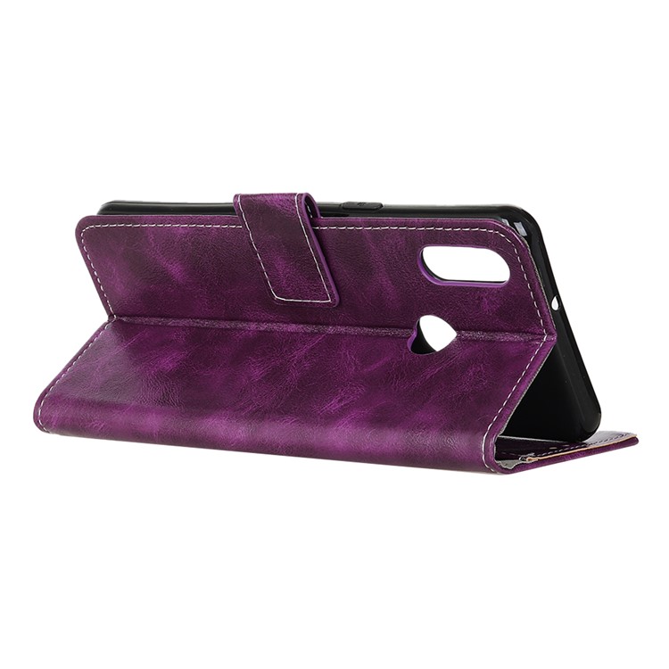 Crazy Horse Vintage Leather Wallet Case for Motorola Moto E6 Plus/E6s (2019) - Purple-3