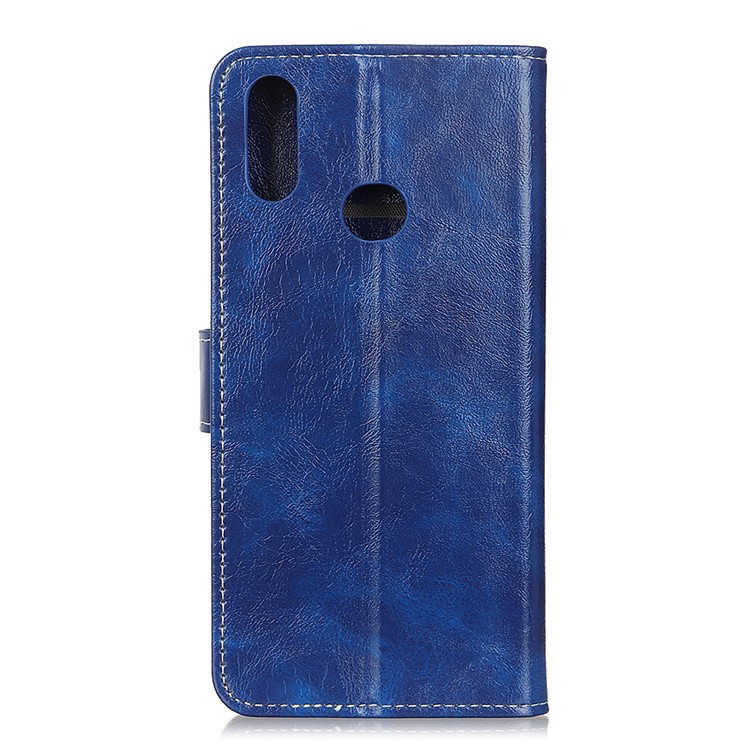 Crazy Horse Vintage Leather Wallet Case for Motorola Moto E6 Plus/E6s (2019) - Blue-2