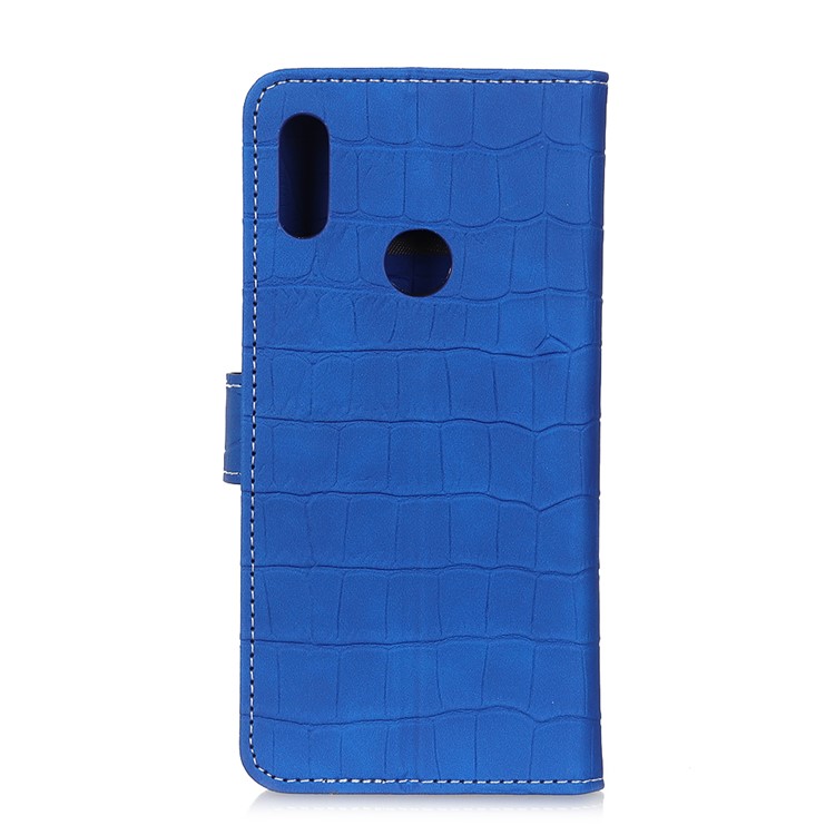 Crocodilo Textura De Couro Caso Estande Carteira Para Motorola Moto E6 Mais / E6s (2019) - Azul-3