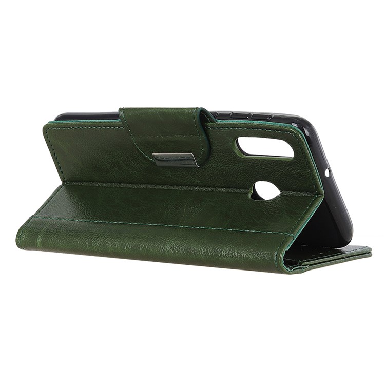 Glossy PU Leather Wallet Phone Casing for Motorola Moto E6 Plus/E6s (2019) - Green-4