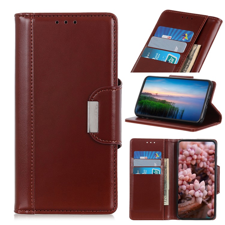 Wallet Stand PU Leather Phone Shell for Motorola Moto E6 - Brown-1