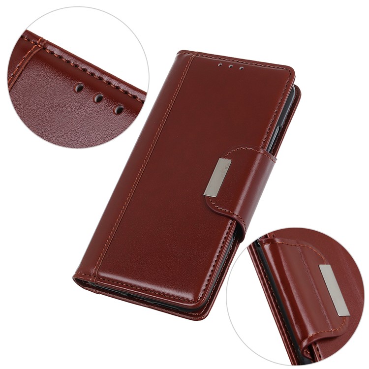 Wallet Stand PU Leather Phone Shell for Motorola Moto E6 - Brown-5