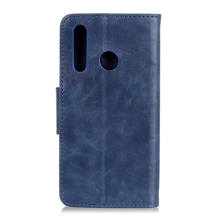Crazy Horse Leather Wallet Case for Motorola Moto E6 Plus - Blue-3