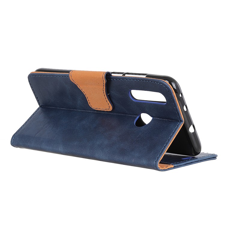 Crazy Horse Leather Wallet Case for Motorola Moto E6 Plus - Blue-4