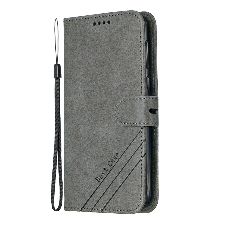 Wallet Leather Stand Cell Phone Protective Case with Strap for Motorola Moto G6 - Grey-2