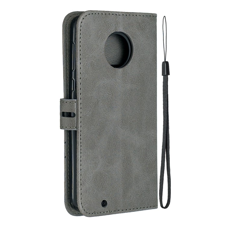 Wallet Leather Stand Cell Phone Protective Case with Strap for Motorola Moto G6 - Grey-3