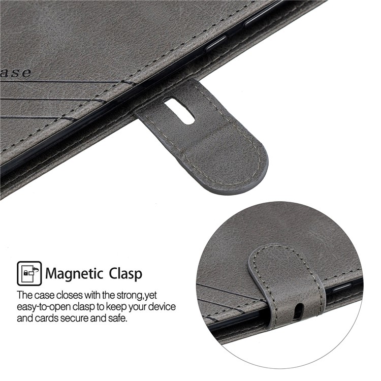 Wallet Leather Stand Cell Phone Protective Case with Strap for Motorola Moto G6 - Grey-7
