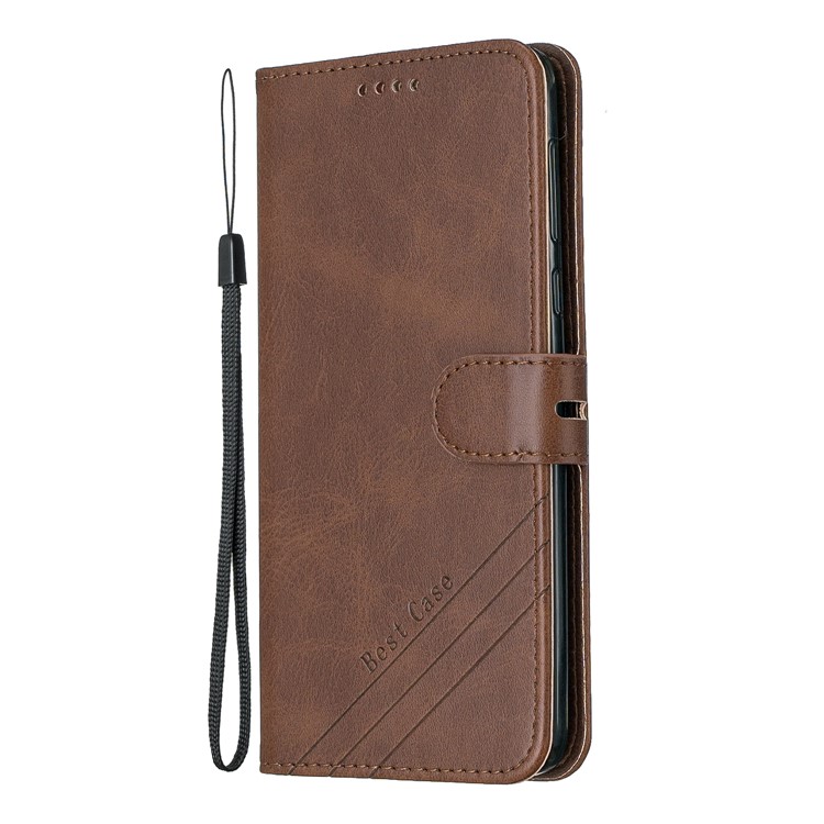 Wallet Leather Stand Wallet Case Shell with Strap for Motorola Moto G6 Plus - Coffee-2