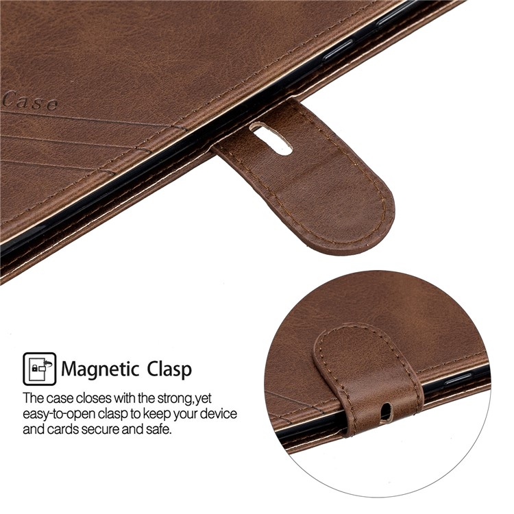 Wallet Leather Stand Wallet Case Shell with Strap for Motorola Moto G6 Plus - Coffee-7