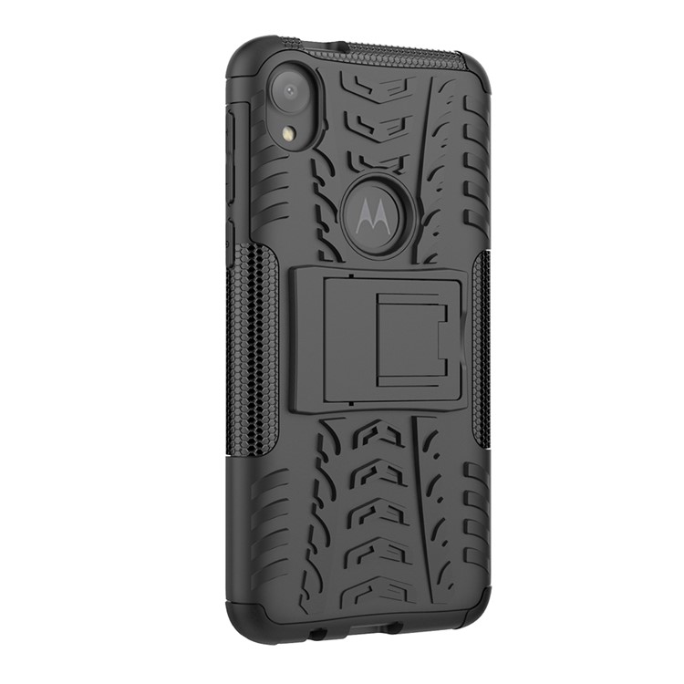 Stylish PC + TPU Cell Shell with Kickstand for Motorola Moto E6 - Black-8