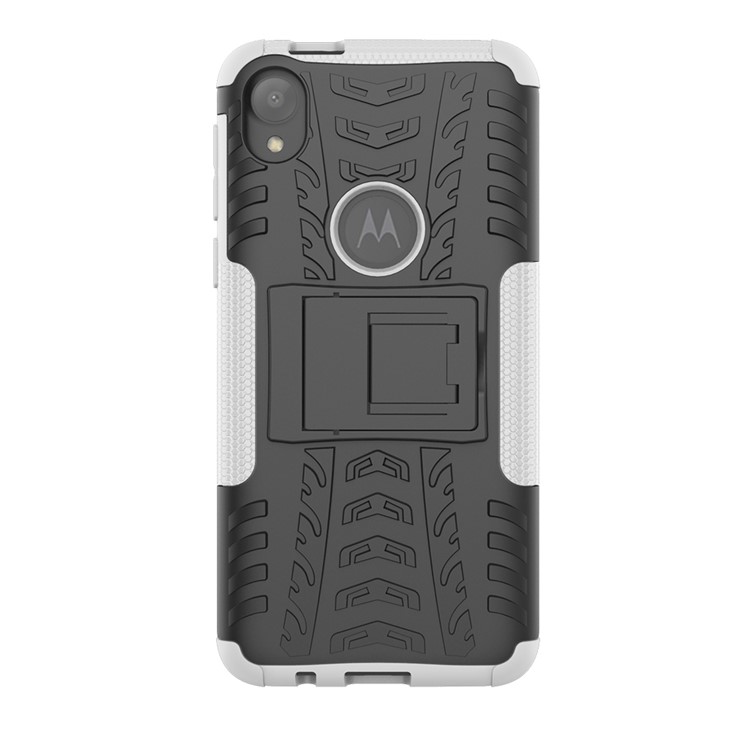 Stylish PC + TPU Cell Shell with Kickstand for Motorola Moto E6 - White-3