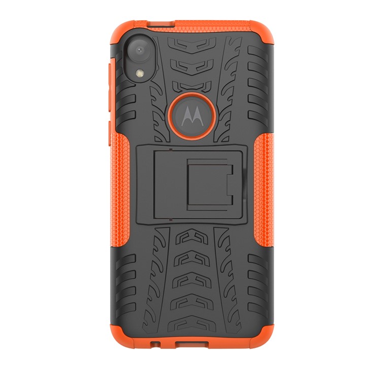 Stylish PC + TPU Cell Shell with Kickstand for Motorola Moto E6 - Orange-4