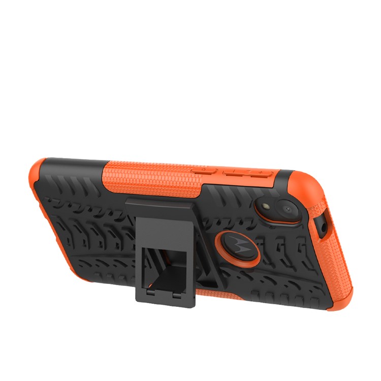 Stylish PC + TPU Cell Shell with Kickstand for Motorola Moto E6 - Orange-6