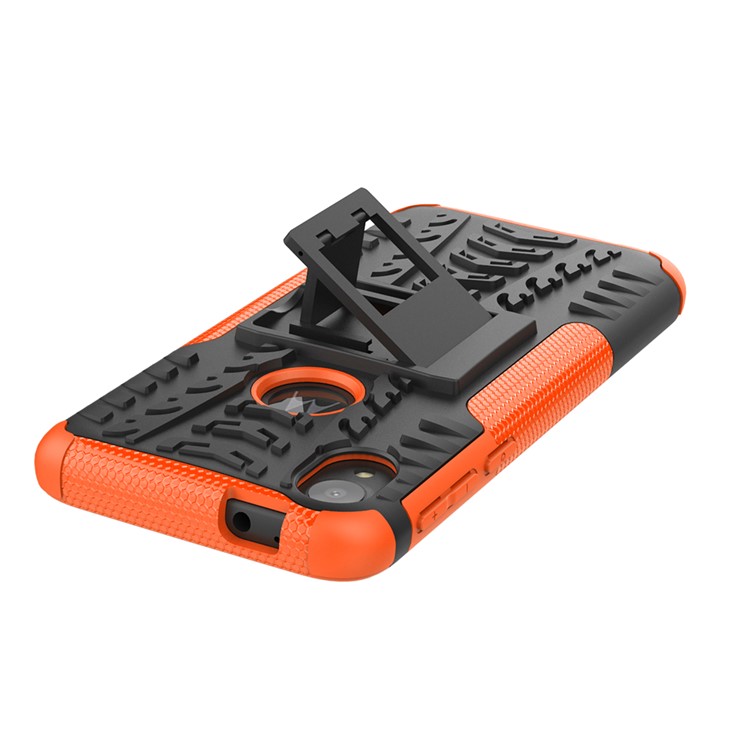 Stylish PC + TPU Cell Shell with Kickstand for Motorola Moto E6 - Orange-8