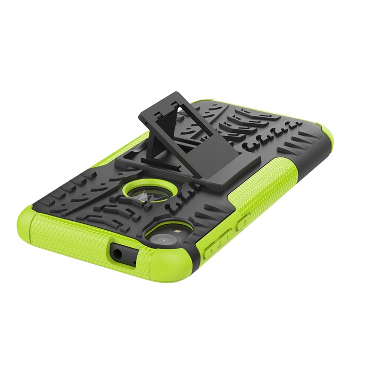 Stylish PC + TPU Cell Shell with Kickstand for Motorola Moto E6 - Green-8