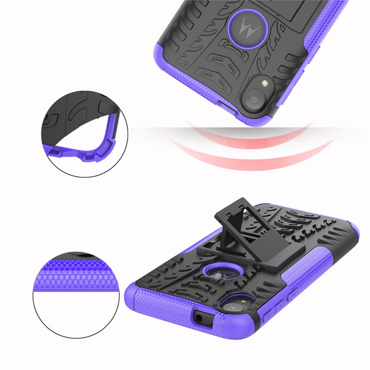 Stylish PC + TPU Cell Shell with Kickstand for Motorola Moto E6 - Purple-3