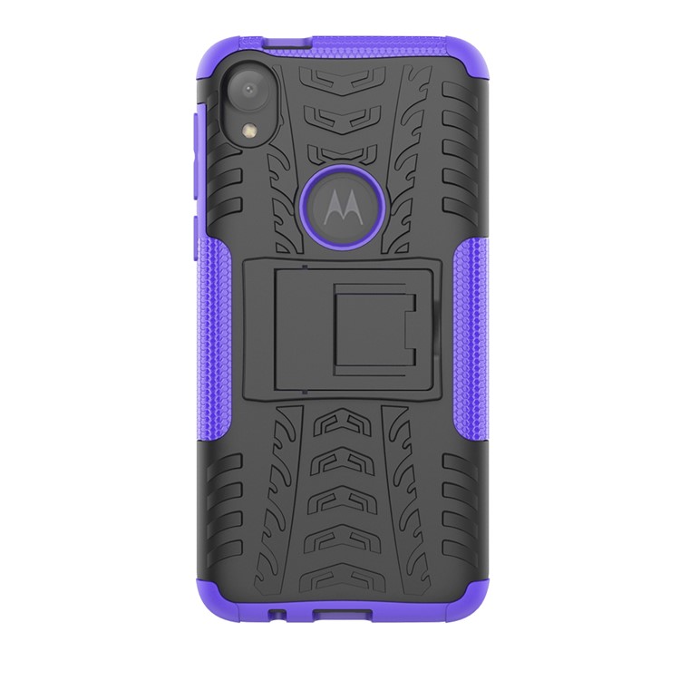 Stylish PC + TPU Cell Shell with Kickstand for Motorola Moto E6 - Purple-4