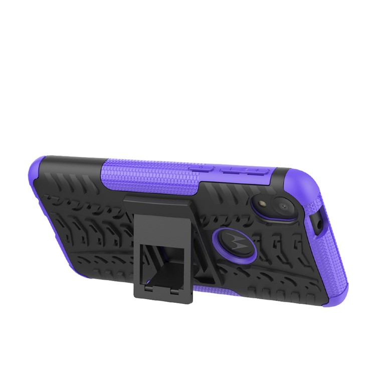 Stylish PC + TPU Cell Shell with Kickstand for Motorola Moto E6 - Purple-6