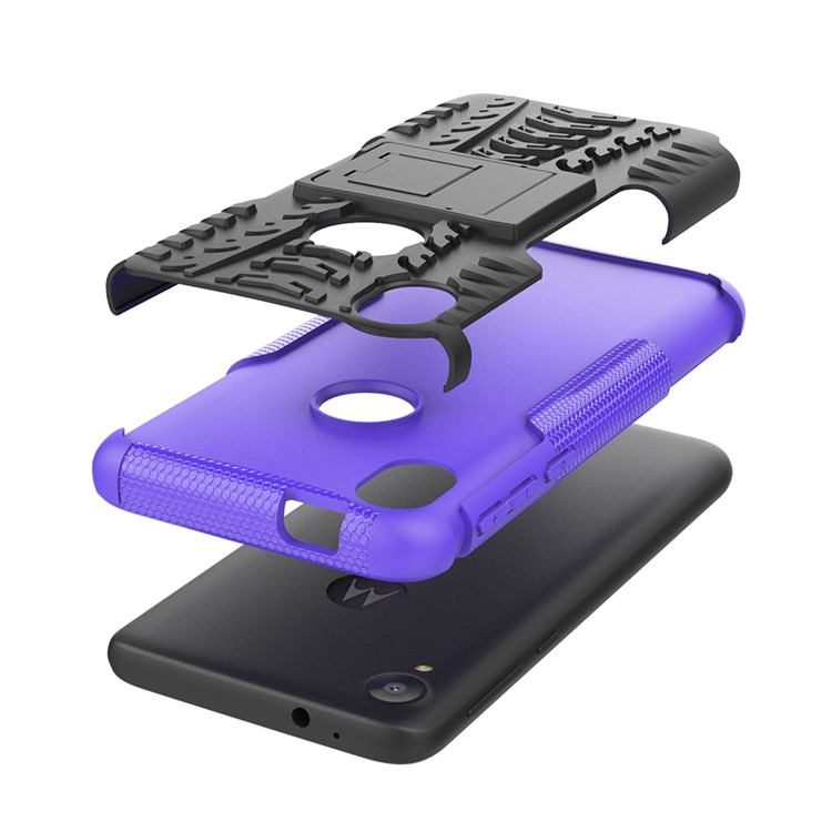 Shell de Cellule PC + TPU Avec Kickstand Pour Motorola Moto E6 - Violet-7