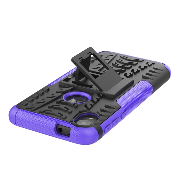 Stylish PC + TPU Cell Shell with Kickstand for Motorola Moto E6 - Purple-8