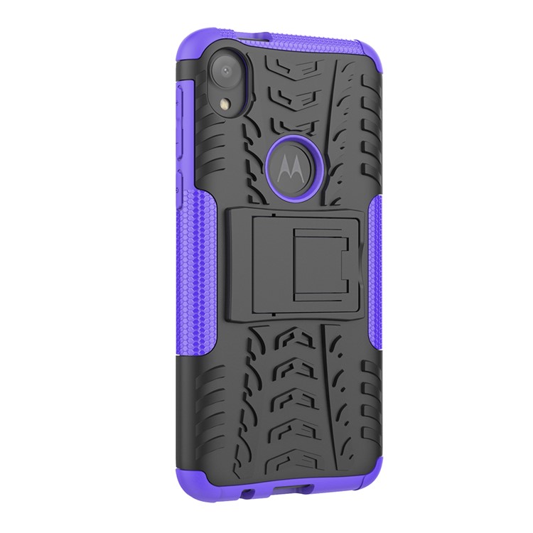 Stylish PC + TPU Cell Shell with Kickstand for Motorola Moto E6 - Purple-9