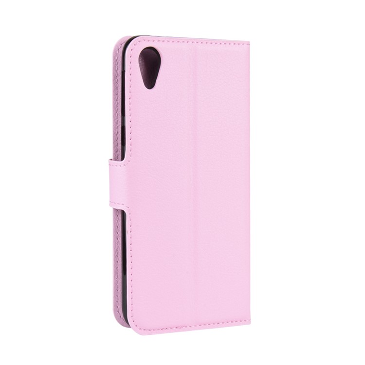 Litchi Skin Wallet Case Leather Stand Phone Shell for Motorola Moto E6 - Pink-6