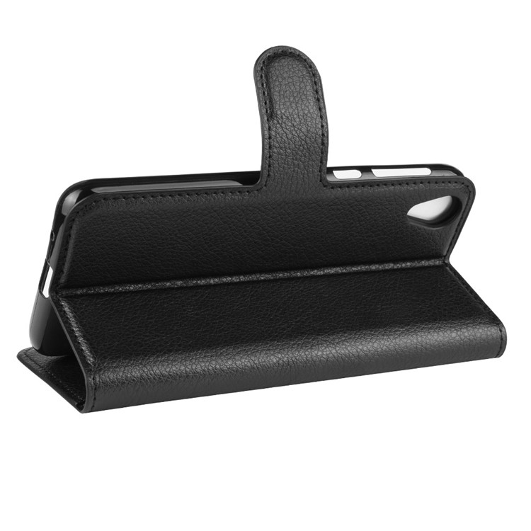 Lichia Pele Carteira Caso Suporte De Couro Shell Telefone Para Motorola Moto E6 - Preto-5