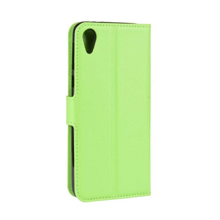 Litchi Skin Wallet Case Leather Stand Phone Shell for Motorola Moto E6 - Green-6