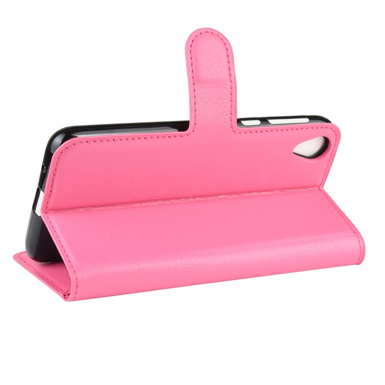 Litchi Skin Wallet Case Leather Stand Phone Shell for Motorola Moto E6 - Rose-5