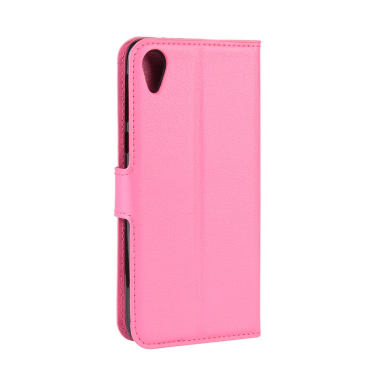 Litchi Skin Wallet Case Leather Stand Phone Shell for Motorola Moto E6 - Rose-6