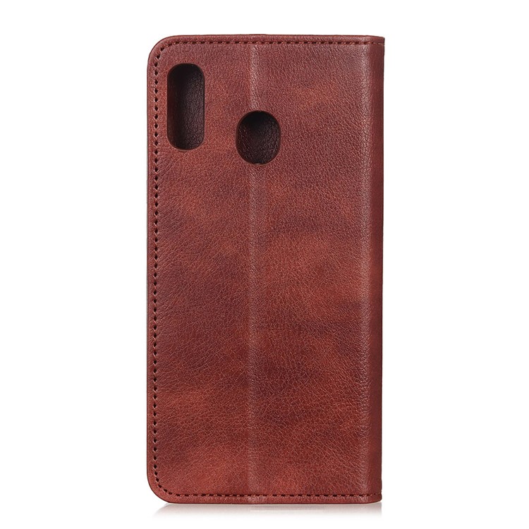 Auto-absorbed Litchi Texture Split Leather Cell Phone Case for Motorola Moto E6 Plus - Brown-7