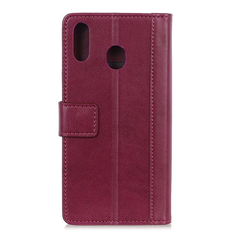 PU Leather Wallet Stand Mobile Case Cover Shell for Motorola Moto E6 Plus/Moto E6s (2019) - Wine Red-10