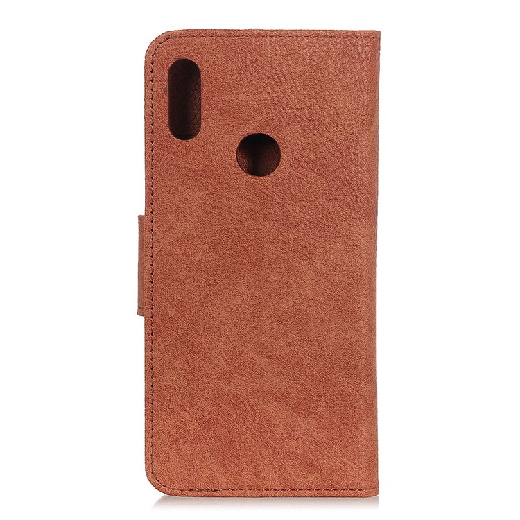 Litchi Skin Leather Wallet Stand Phone Case for Motorola Moto E6 Plus - Brown-2