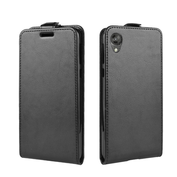 Crazy Horse Vertical Leather Phone Case with Card Slot for Motorola Moto E6 - Black-2