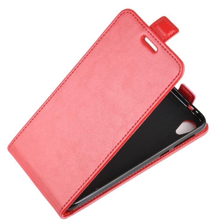 Crazy Horse Vertical Leather Phone Case with Card Slot for Motorola Moto E6 - Red-3
