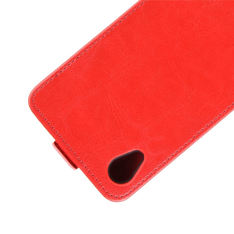 Crazy Horse Vertical Leather Phone Case with Card Slot for Motorola Moto E6 - Red-4