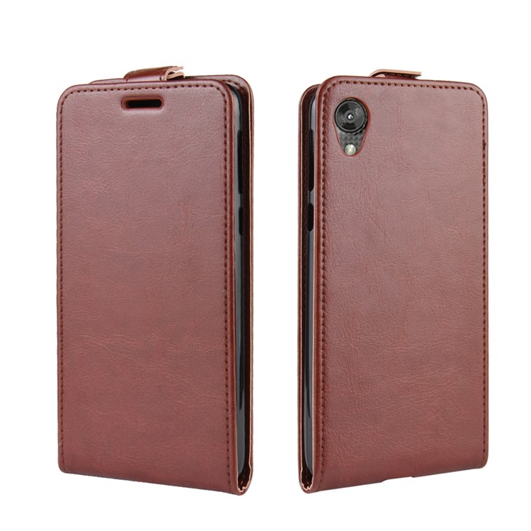 Crazy Horse Vertical Leather Phone Case with Card Slot for Motorola Moto E6 - Brown-2