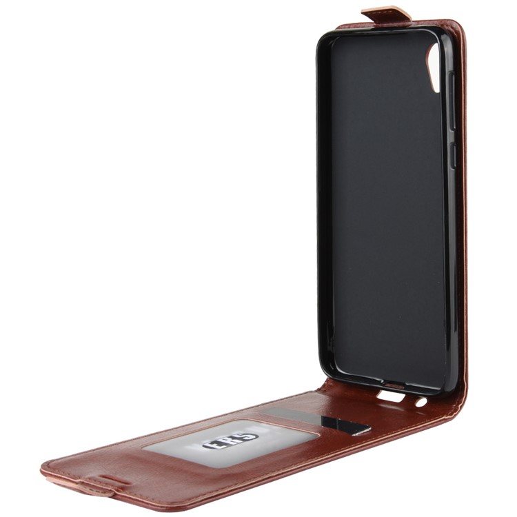 Crazy Horse Vertical Leather Phone Case with Card Slot for Motorola Moto E6 - Brown-3