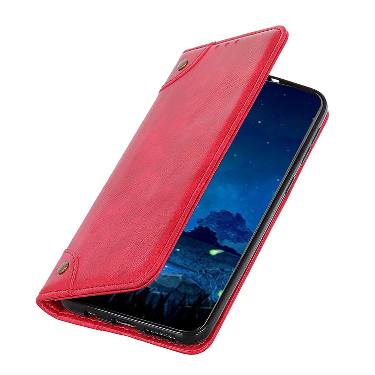 Crazy Horse Skin Surface Leather Shell for Motorola Moto E6 Plus - Red-8