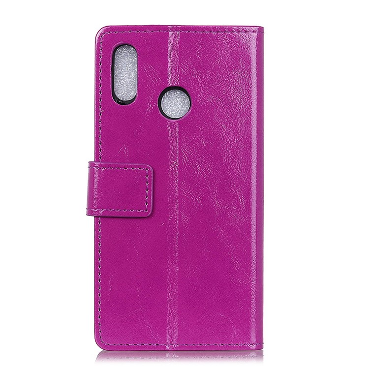 Crazy Horse Skin Leather Wallet Stand Phone Case for Motorola Moto E6 Plus - Purple-5