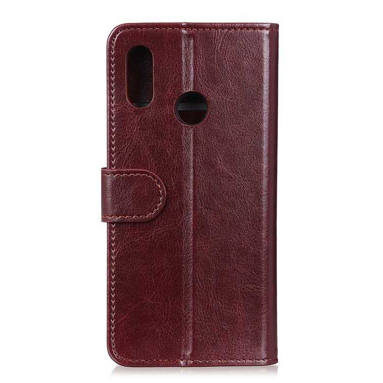 Crazy Horse Skin Texture Leather Phone Wallet Case for Motorola Moto E6 Plus - Brown-2