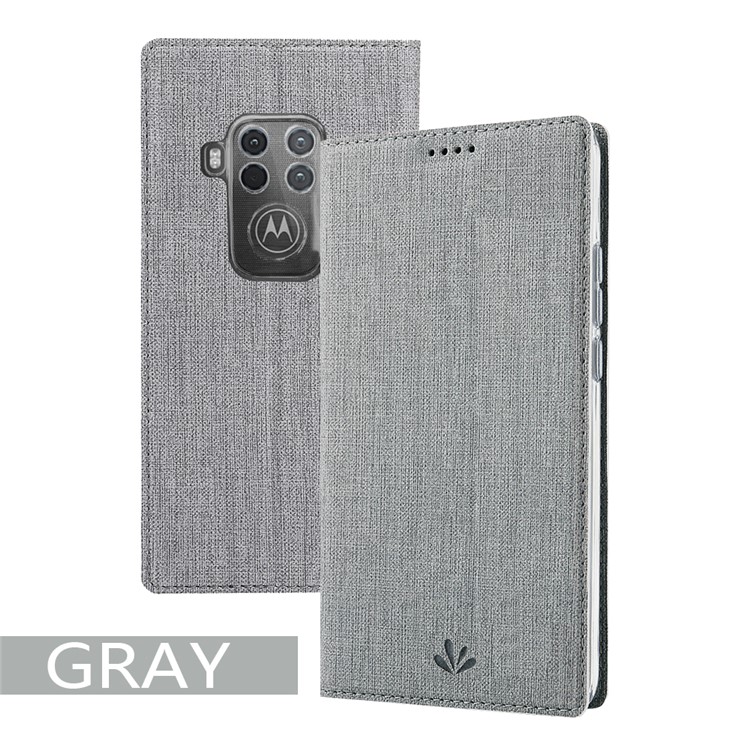 VILI DMX Cross Texture Leather Card Holder Phone Case for Motorola One Zoom/One Pro - Grey-18