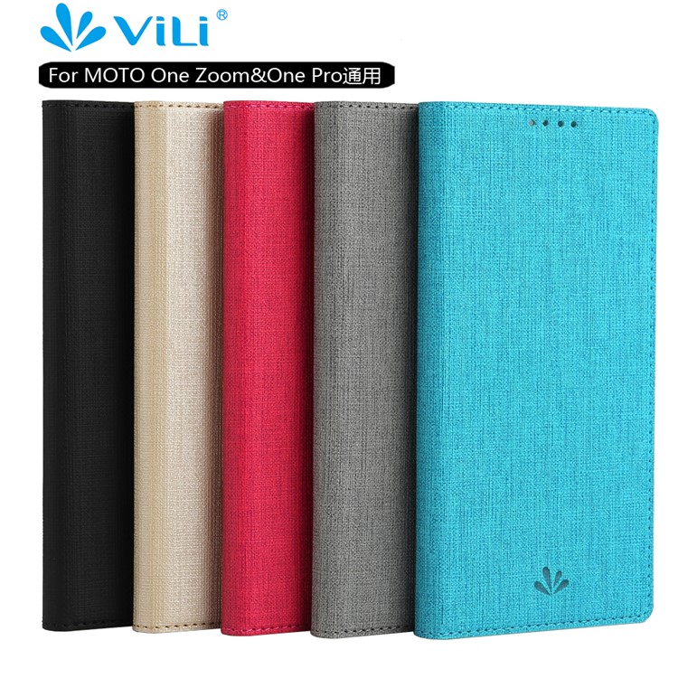 VILI DMX Cross Texture Leather Card Holder Phone Case for Motorola One Zoom/One Pro - Grey-21