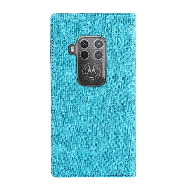 VILI DMX Cross Texture Leather Card Holder Phone Case for Motorola One Zoom/One Pro - Baby Blue-5
