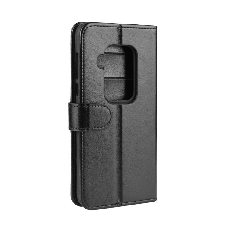 Crazy Horse Wallet Leather Stand Case for Motorola One Zoom - Black-4