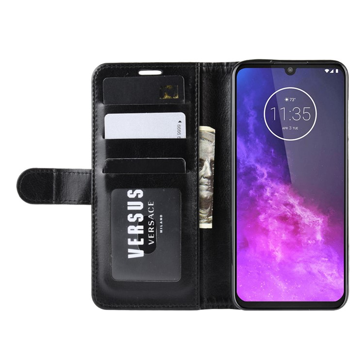 Crazy Horse Wallet Leather Stand Case for Motorola One Zoom - Black-7