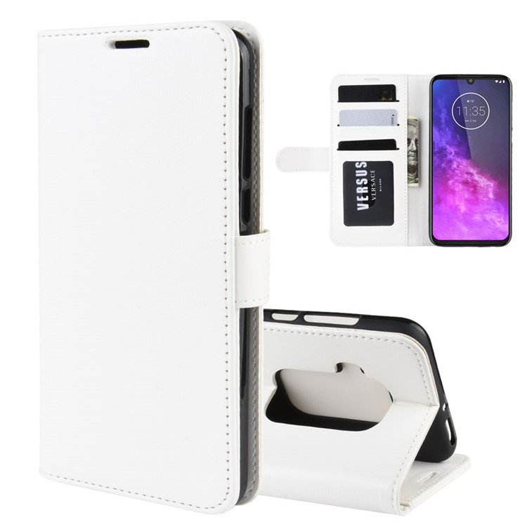 Crazy Horse Wallet Leather Stand Case for Motorola One Zoom - White-1